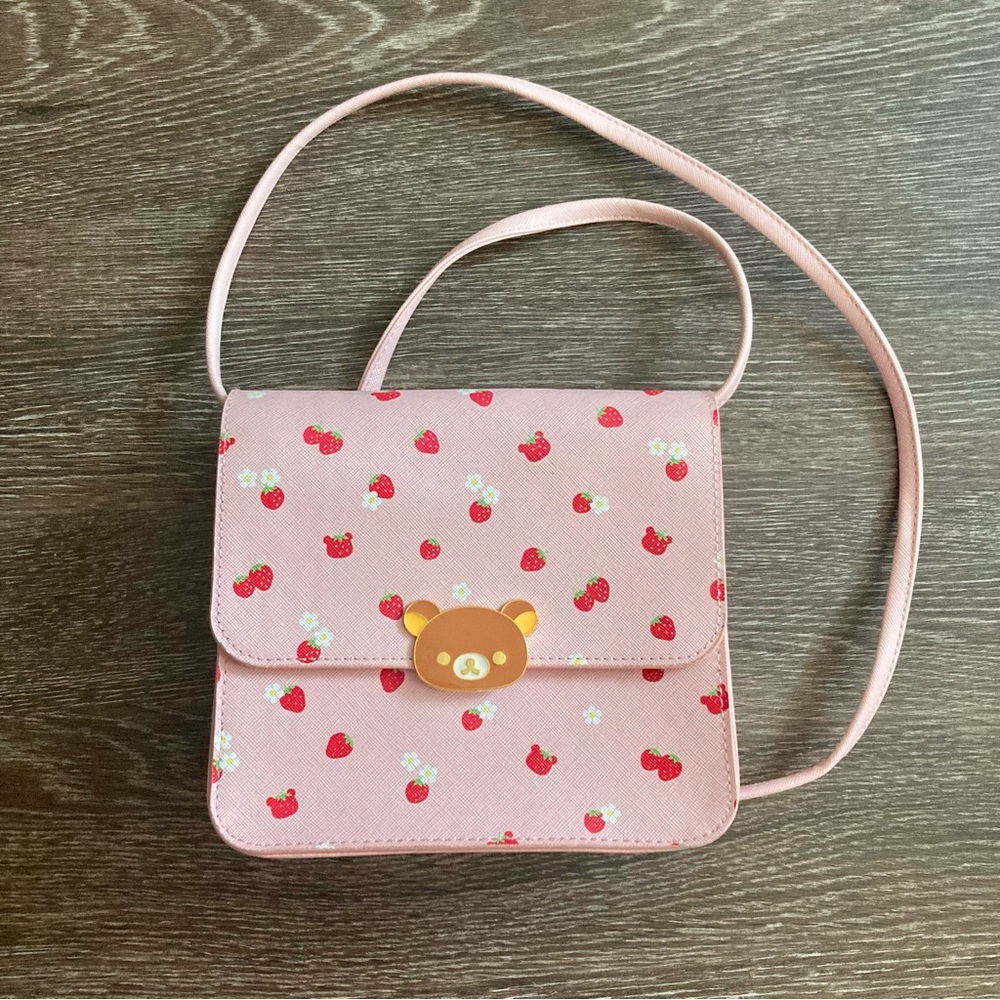 Rilakkuma Pink Strawberry Crossbody Bag Purse Women’s Excellent Condition